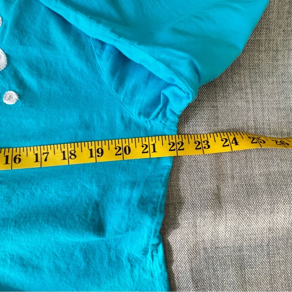 Kaktus Shirt Womens Large Blue Tunic Top Embroidered Boho Hippie Hipster Blouse - Picture 12 of 16